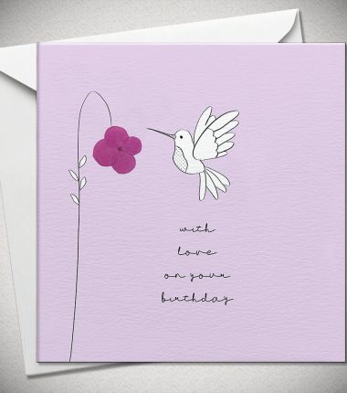 With love on your birthday (hummingbird) - hydrangea