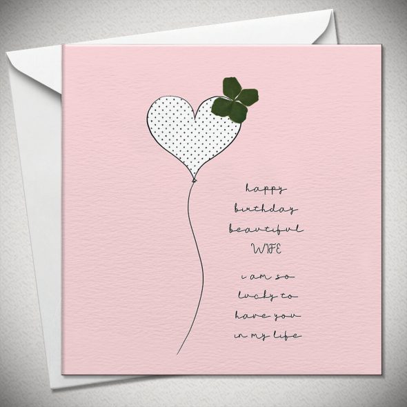 happy birthday beautiful WIFE - 4 leaf clover
