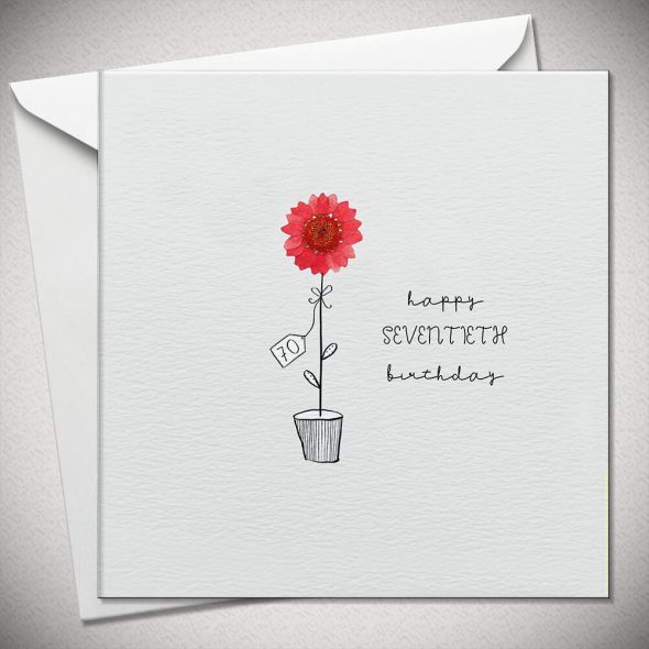 70 happy SEVENTIETH birthday - red daisy