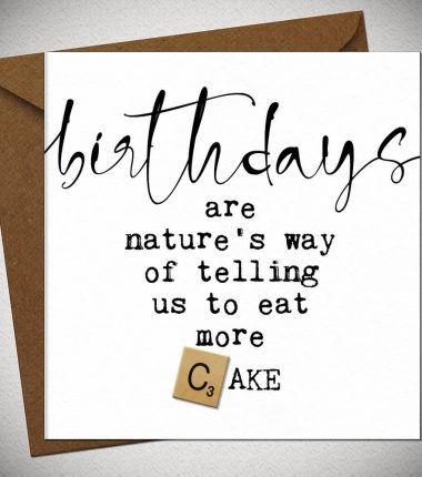 BIRTHDAYS are nature's way of telling us to eat more cake
